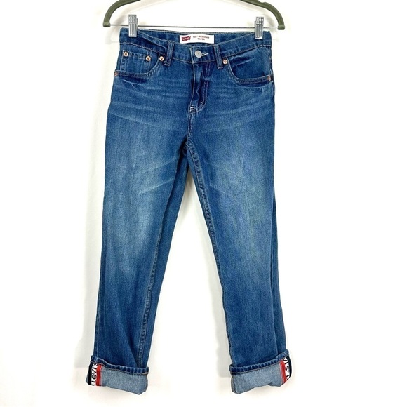 Levi’s Youth Boys Sz 12 Regular 502 REGULAR TAPER Blue Denim Jeans Roll Up Hem - Picture 1 of 13
